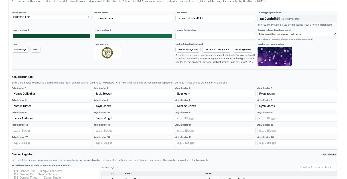 Rince Rank Event Profile interface
